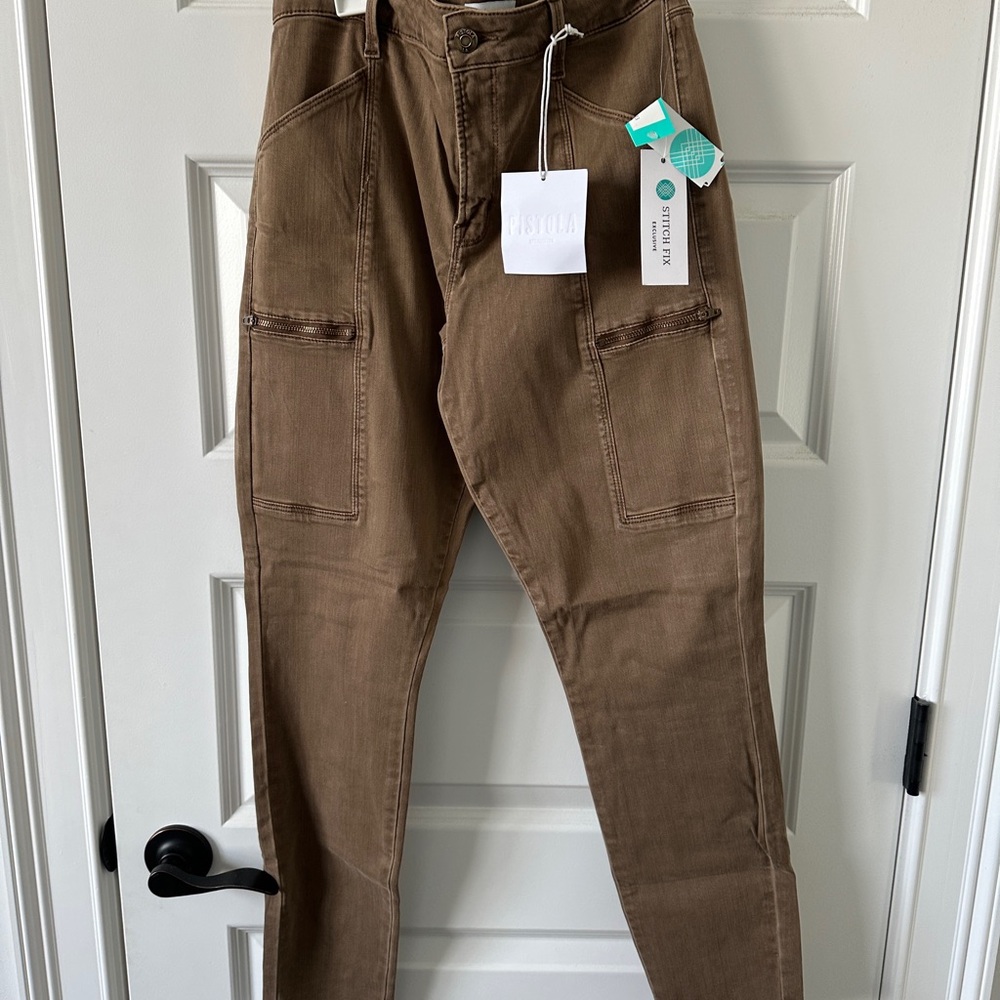 Pistola Brown Utility Pocket High-Rise Pants
